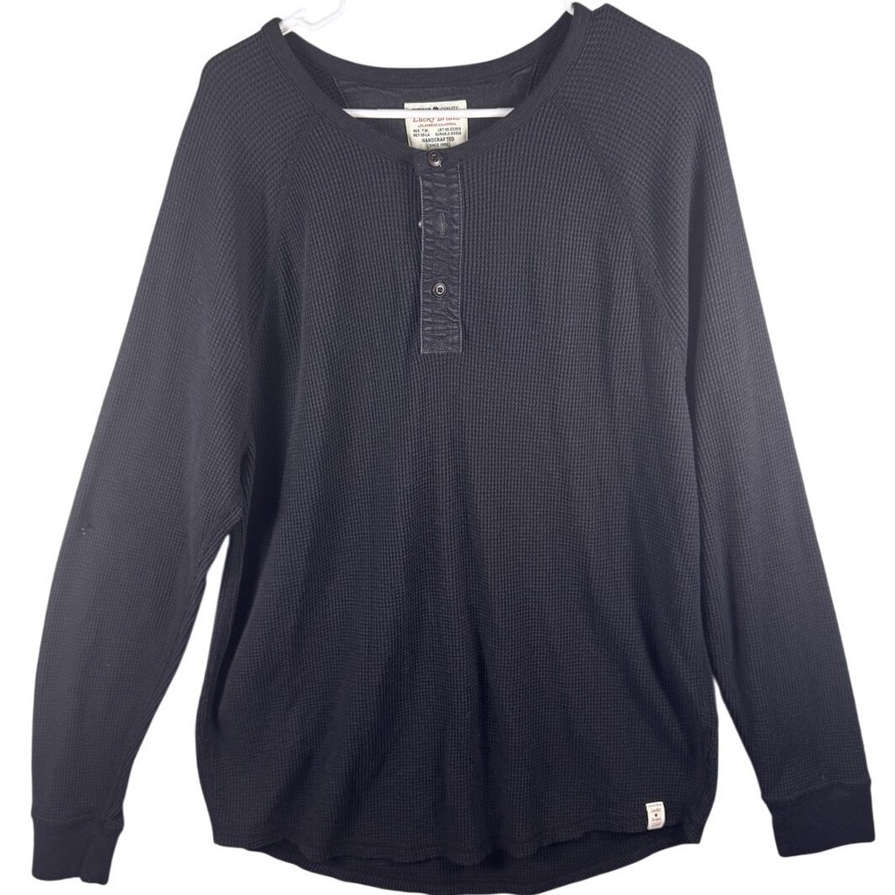 Lucky Brand Shirt Mens 2XL Gray Thermal Waffle Henley Knit Long Sleeve